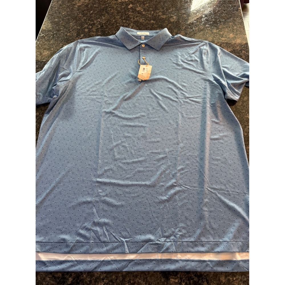 Peter Millar Summer Comfort Polo Shirt XXL Blue Geometric Etide MF25EK02S NWT